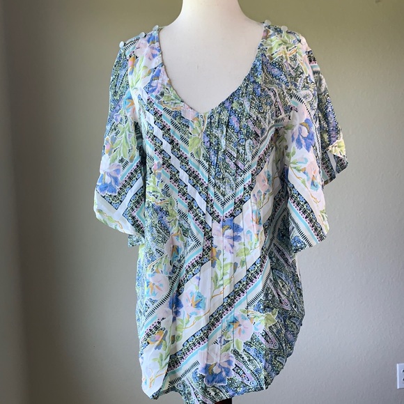 Anthropologie Maeve floral flutter sleeve top Sz Small— So Light & summery!!! - Picture 1 of 9